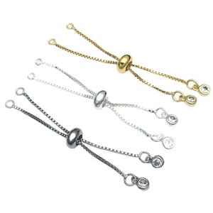 <b>Copper</b> Plated Gold White Gold Thick Silver Chain Zircon Pull Out <b>Bracelet</b> Necklace Pendant DIY Jewelry Accessories - Product Image 5