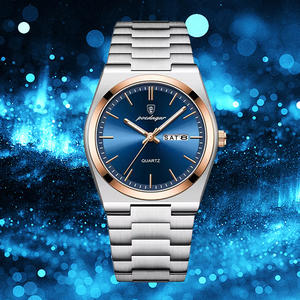 ساعة يد كوارتز فاخرة للرجال من POEDAGAR 930 بحزام من الجلد والفولاذ المقاوم للصدأ مع تقويم - Product Image 4