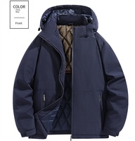 Veste d'hiver matelassée en toile coupe-vent pour homme, rembourrée de coton épais, à capuche, zippée, couleur unie, coupe ample, grande taille
