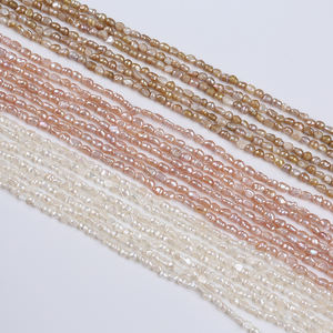 Hạt ngọc trai tự nhiên bán buôn 3-3.5mm màu trắng hồng tím, kiểu dáng baroque, chuỗi ngọc trai nước ngọt - Product Image 3