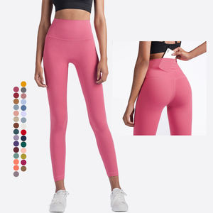 Taille haute pas T ligne collants vêtements d'entraînement actifs Fitness pantalons de sport Scrunch bout à bout femmes Leggings ensemble avec poche - Product Image 2