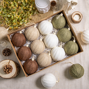 12Pcs <b>Gift</b> <b>Box</b> Vintage Burlap <b>Christmas</b> Hanging Ornaments Customized Holiday <b>Gifts</b> 2 Colors White/Light Khaki/Dark Brown/Olive - Product Image 1