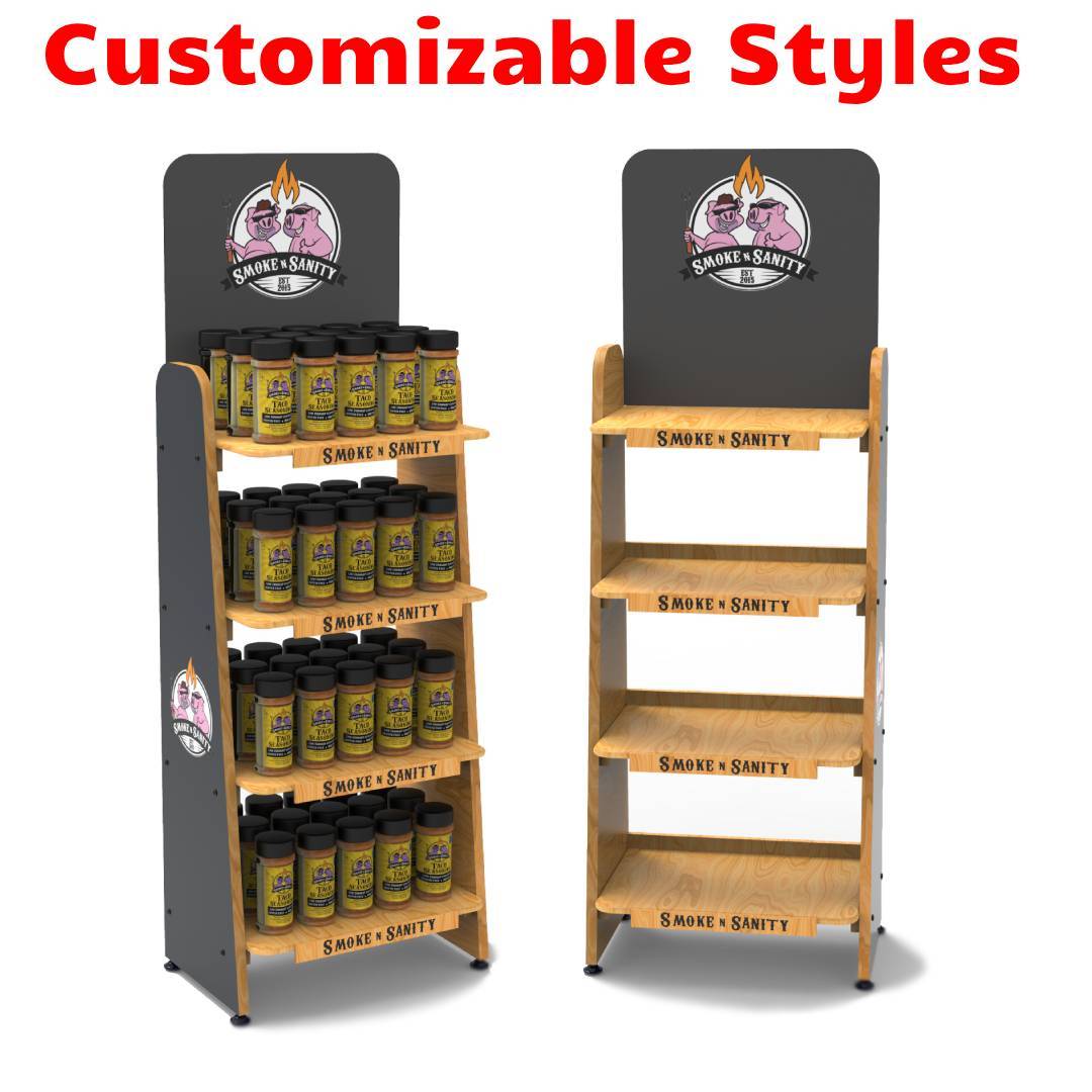 Custom 4 – Tier Wooden Easy Assemble Display Rack for Seasoning Shaker Bottles for Supermarkets & Retail Stores — view 3