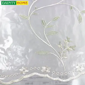 Factory Supply New Style Sheer Embroidery Voile Fabric Tulle Lace Curtain