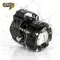 Phare avant LED de moto Polestarlight, style avion, avec flash d'avertissement, 60W 6000K, bicolore, projecteur haute luminosité