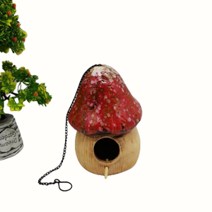 Giardino cortile a forma di fungo appesa in ceramica <span class=keywords><strong>bird</strong></span> house <span class=keywords><strong>Bird</strong></span> <span class=keywords><strong>bird</strong></span> <span class=keywords><strong>nest</strong></span> Villa all'aperto balcone giardino paesaggio albero decorazione ciondolo - Product Image 3