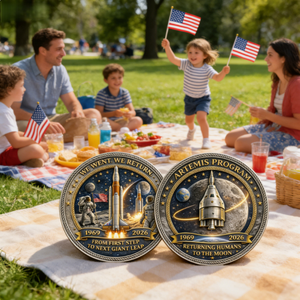 Moneda Conmemorativa Moderna del Aterrizaje en <span class=keywords><strong>la</strong></span> <span class=keywords><strong>Luna</strong></span> Artemis II 1969-2026, Recuerdo Espacial y Decoración para el Hogar, Obsequio Coleccionable - Product Image 4