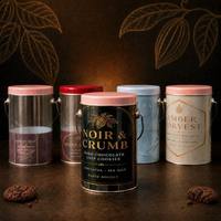 Boîte cylindrique en plastique PET personnalisée avec couvercle et fond en métal et poignée pour l'emballage de chocolats, biscuits, bonbons et cadeaux