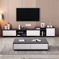 Meuble TV et table basse en mélamine poli et moderne, résistants à l'eau et aux rayures, pour villas privées