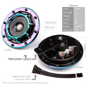 F-Farbin12v grille de corne de voiture electrique High Bass Metal Kit tweeter Bass double corne pour camion de moto de voiture - Product Image 5