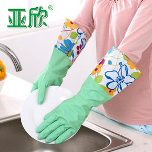 Gants en caoutchouc à fleurs de style coréen Axin, taille L, imperméables pour la vaisselle et la lessive - Product Image 3