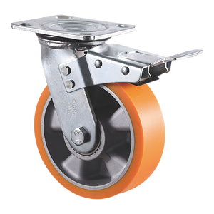 VIMA Leichtgängige Schwerlastrollen OEM ODM 4 5 6 8 Zoll PU-Aluminium-Brems-Industrierad für Trolley-Transport - Product Image 4