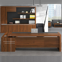 Escritorio Ejecutivo Moderno de Lujo con Gabinete Lateral de Madera en Forma de L, Diseño Ergonómico para Oficina, Escuela, Hotel y Apartamento