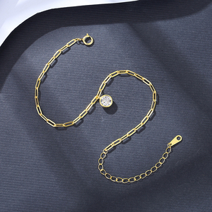 CZCITY elegante donna 925 Designer rotondo CZ gioielli in <span class=keywords><strong>argento</strong></span> placcato oro elegante moda ragazza signora 14K catena <span class=keywords><strong>bracciale</strong></span> - Product Image 5