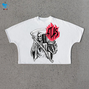 เสื้อยืดคอตตอนโอเวอร์ไซส์แบบหนาพิเศษ 280gsm ทรงวินเทจ ทรงบ็อกซี่ ไหล่ตก พิมพ์ลาย DTG เสื้อยืดทรงบ็อกซี่แบบครอปสำหรับผู้ชาย - Product Image 3