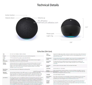 ลำโพงอัจฉริยะ Best Seller Dot 4 Gen ชุดเซ็ตพร้อม Alexa และ Google Assistant นาฬิกาไร้สาย พกพาสะดวกสำหรับใช้งานนอกบ้าน Echo Dot รุ่นที่ 4 (รุ่นที่ 4) - Product Image 4