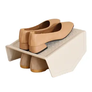 Factory New Design OEM Moden Plastic Shoe Rack Adjustable Double-layer Space Saver Shoe Box