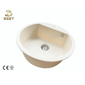 Nhà máy tổng hợp thạch anh kem-màu hình bầu dục hiện đại Bồn Rửa Nhà Bếp <span class=keywords><strong>Granite</strong></span> kết thúc Drop-in cài đặt khả năng chịu nước cho biệt thự - Product Image 1