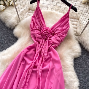 Vestido Midi Casual de Verano 2026 con Cuello en V para Mujer, Vestido sin Espalda Estilo Imperio - Product Image 2