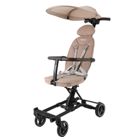 Poussette de voyage pliable 4 en 1 pour bébé, en alliage d'aluminium léger, avec grandes roues et design de poche
