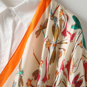 Conception de logo personnalisé impression numérique élégant longs foulards carré <span class=keywords><strong>soie</strong></span> Satin châle écharpe pour les femmes - Product Image 2