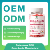 Gummies de collagène OEM ODM avec acide hyaluronique et vitamine C, complément anti-âge pour la peau, les cheveux et les ongles, marque privée