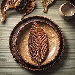 Leaf-shaped Walnut Wood Tray Elegant Leaf-Design Wooden Tea Snack <b>Plate</b> Polished Home Tea Tray for Dry Brewing for Parties - Product Image 2
