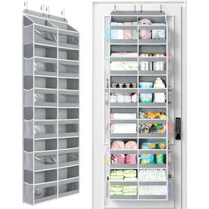 ที่เก็บของแขวนประตู 12 ช่อง ผ้าสีเทา สำหรับเก็บของใช้จำเป็นสำหรับเด็ก - Product Image 1