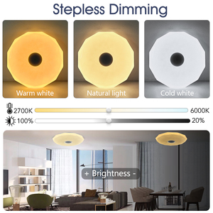 Lámparas de techo LED modernas de 36W, pantalla acrílica blanca, calificación IP44, Control remoto por aplicación, altavoz de música para dormitorio, Hotel, Base de hierro - Product Image 3