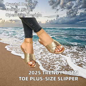 รองเท้าแตะแบบสวมเปิดนิ้วเท้าสำหรับฤดูร้อนปี 2025 พื้นเรียบกันลื่น สำหรับผู้หญิง สวมใส่สบายๆ สำหรับกิจกรรมกลางแจ้ง วัสดุ PU ไซส์ใหญ่ ดีไซน์พื้นหนาทันสมัย สำหรับการค้าต่างประเทศ - Product Image 3
