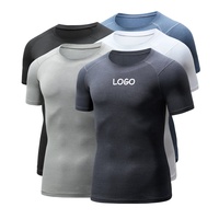 Vente en gros de vêtements de gym en spandex de qualité, marque privée personnalisée, coupe sèche, t-shirt de sport Slim Fitness pour hommes