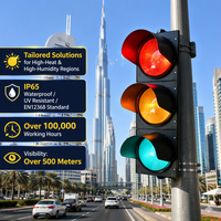 Feux de signalisation intelligents à flux élevé 100mm 200mm 300mm, feux de signalisation routière à LED rouge jaune vert à trois unités pour véhicules