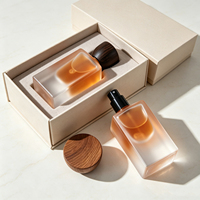Vente en gros de flacons pulvérisateurs en verre givré vides, 50 ml, 100 ml, avec bouchon noir pour parfum, toner, emballage cosmétique
