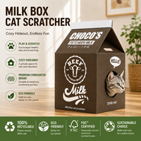 Maison pour chat écologique 2026 en forme de boîte de lait, condo moderne pour chat en carton ondulé et griffoir