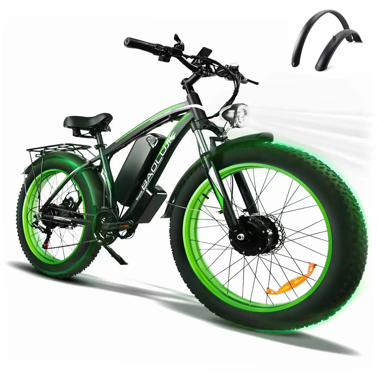 고성능 전기 자전거 듀얼 모터 26 인치 * 4.0 48v 2000w 지방 타이어 ebike 알루미늄 합금 전기 눈 자전거 20Ah 배터리