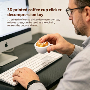 Kaffeetassen-Fidget-Clicker-Spielzeug, 3D-gedrucktes sensorisches Spielzeug, Clicker-Schlüsselanhänger, Fidget-Spielzeug zur Stresslinderung, Autismus, Hyperaktivität - Product Image 5