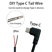 Câble USB Type C mâle vers connecteur 2 broches 20AWG 5V 5A, pour applications créatives DIY et autres connexions d'interface Type C