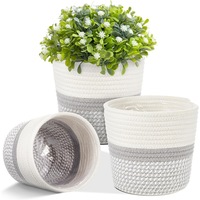 Panier de rangement en corde de coton tressé fait main de style japonais, best-seller transfrontalier, couvercle de pot de fleurs mignon et polyvalent
