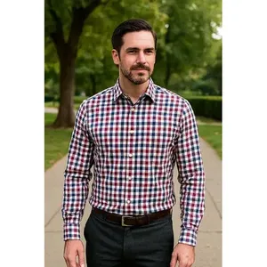 Camisa a Cuadros de Manga Larga Casual para Hombre Aristos, 100% Algodón, Cuello con Botones, Talla 6XL, Ropa de Moda - Product Image 6