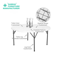 Table ronde pliable en plastique élégante SK-ZDZ-G004 pour banquets et événements - Nouveauté