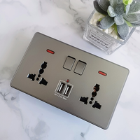 Prise murale universelle USB standard britannique 13A gris nordique, interrupteur d'éclairage 1 gang 2 voies, vente chaude
