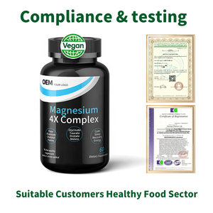 Cápsulas Veganas de Magnesio 4X Complex OEM, 100% a Base de Plantas, Cumplen con las Normas de la UE, Etiquetado y Empaquetado Personalizados, Suplemento Apto para Veganos - Product Image 5
