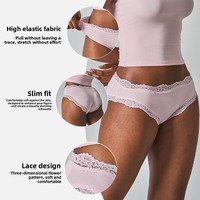 Celana Dalam Wanita Model High-Rise Hip Triangle Seksi Bahan Katun Modal Berenda Motif Polos Kain Rajut Bernapas Pasokan ODM Logo
