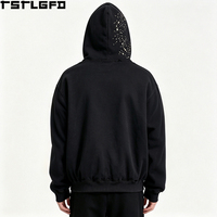 Sweat à capuche zippé OEM ODM Starry Night pour homme, noir, imprimé étoiles colorées en strass, style Y2K, streetwear, vente en gros