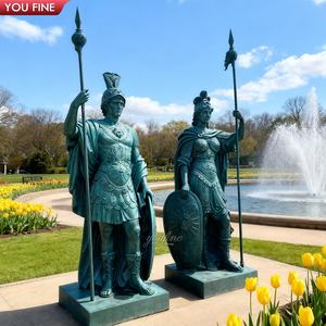 YOUFINE Custom Outdoor Estate Garden Entrada Bronce Guerrero romano con escultura de Lanza - Product Image 3