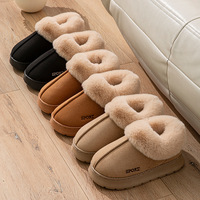 Bottes de Neige Unisexe Couple Automne Hiver en Daim Talon Haut Plateforme Épaisse Semelle Coton Intérieur Extérieur Maison Plancher en Bois Fourrure EVA