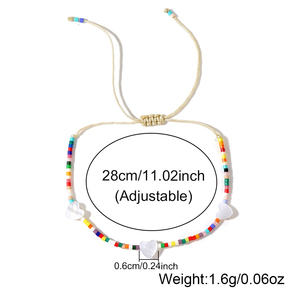 Bracelets empilables faits main Resoul en perles de rocaille multi-coquillages en forme de cœur, bijoux délicats style bohème pour femmes, idéaux pour l'été et la plage - Product Image 5