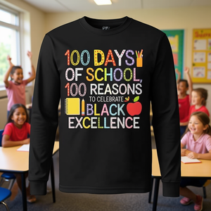 100 Días de Escuela, 100 Razones para Celebrar la Excelencia Afroamericana, Camiseta de Manga Larga - Product Image 3