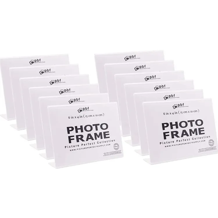 Hochwertige Photo Booth-Rahmen Klare Acryl-Anzeige/schräge Rückseite Horizontale Bild-oder Display-Schilder halter mit Einsätzen-12 Count