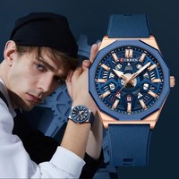 Мужские наручные часы CURREN 8437: модные, повседневные, кварцевые, с датой, спортивные, с силиконовым ремешком, ажурным дизайном, светящиеся, классические, деловые